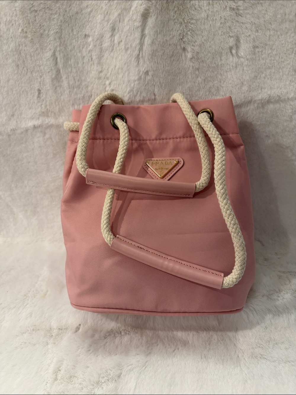 Source Unknown Pink Drawstring Bucket Bag with Rope Straps - Picture 3 of 7